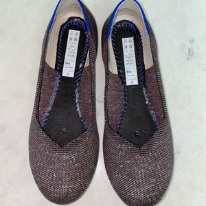Rothys Eggplant Twilight Metallic Round Toe Flats